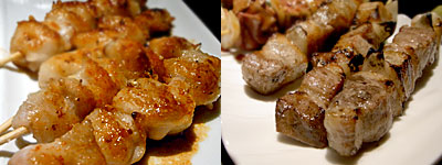 炭火酒家 TORI-BUDOU(とりぶどう)：ぼんじりピリ串焼き、無菌豚の豚バラ