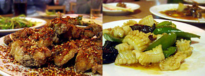 山東料理 天徳紅葉楼：骨付き鶏の唐揚げ