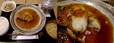 梅山鉄平食堂：日替わり 本日の魚 煮付け定食